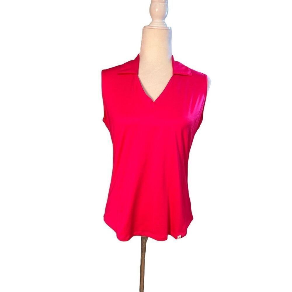Lady Hagen hot pink collared sleeveless golf shirt - S